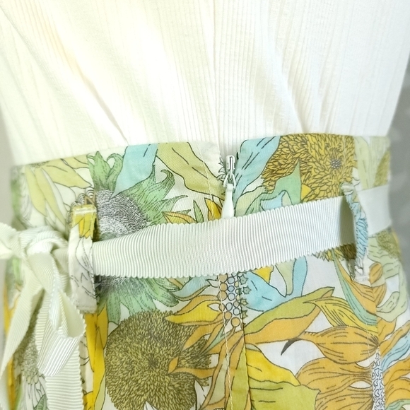 NEW J. Crew Sunflower Print Pleated Skirt Retro 60s Twee Floral Cotton Yellow 0 - Picture 11 of 16